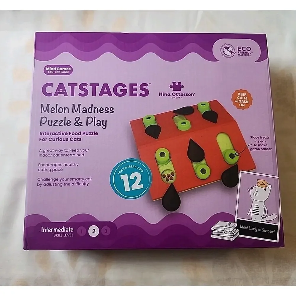 Catstages Melon Madness Puzzle Play Interactive Food Puzzle 12 Treat Cups